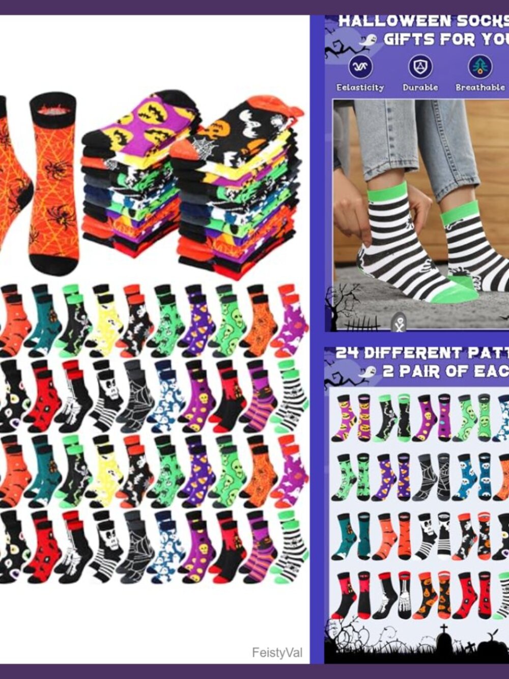 Halloween Crew Socks 48 Pairs Novelty Party Favors Gift Set